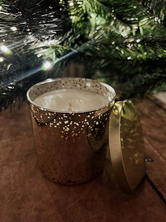 Peppermint Pier Christmas Gold Glimmer Candle